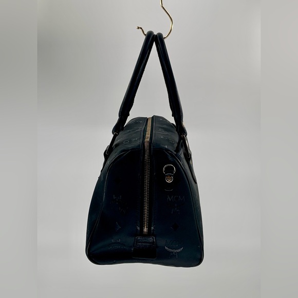 EUC MCM Black Visetos Nylon & Leather Boston Style Satchel Bag - Picture 8 of 15